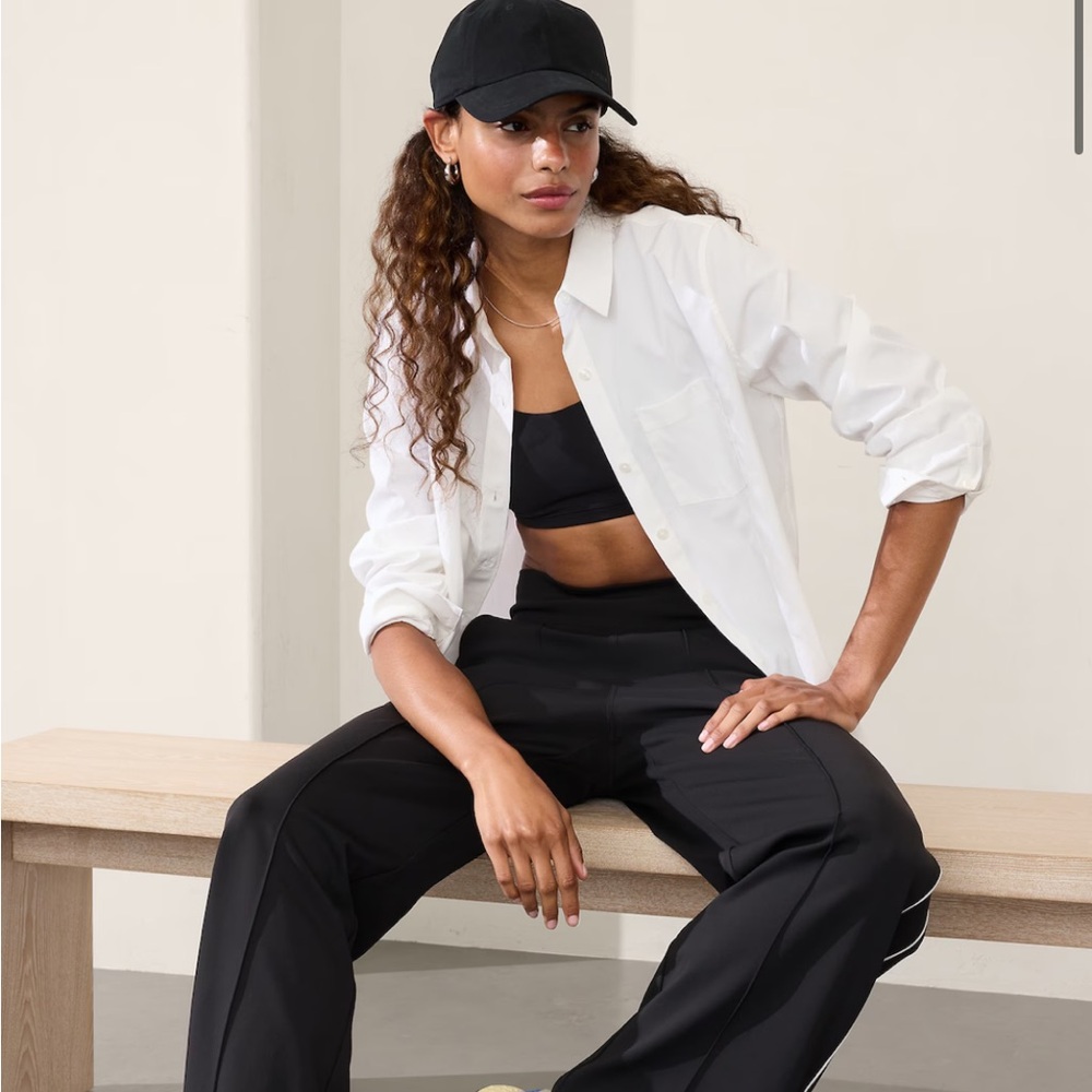 Athleta white long sleeve button-up